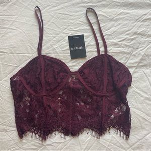 Maroon Lace Bralette Top